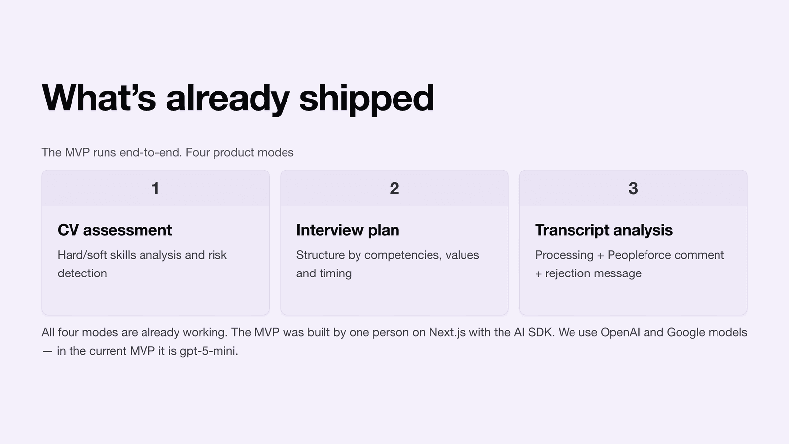 Clarifit product modes — the three modes that cover the hiring loop end to end
